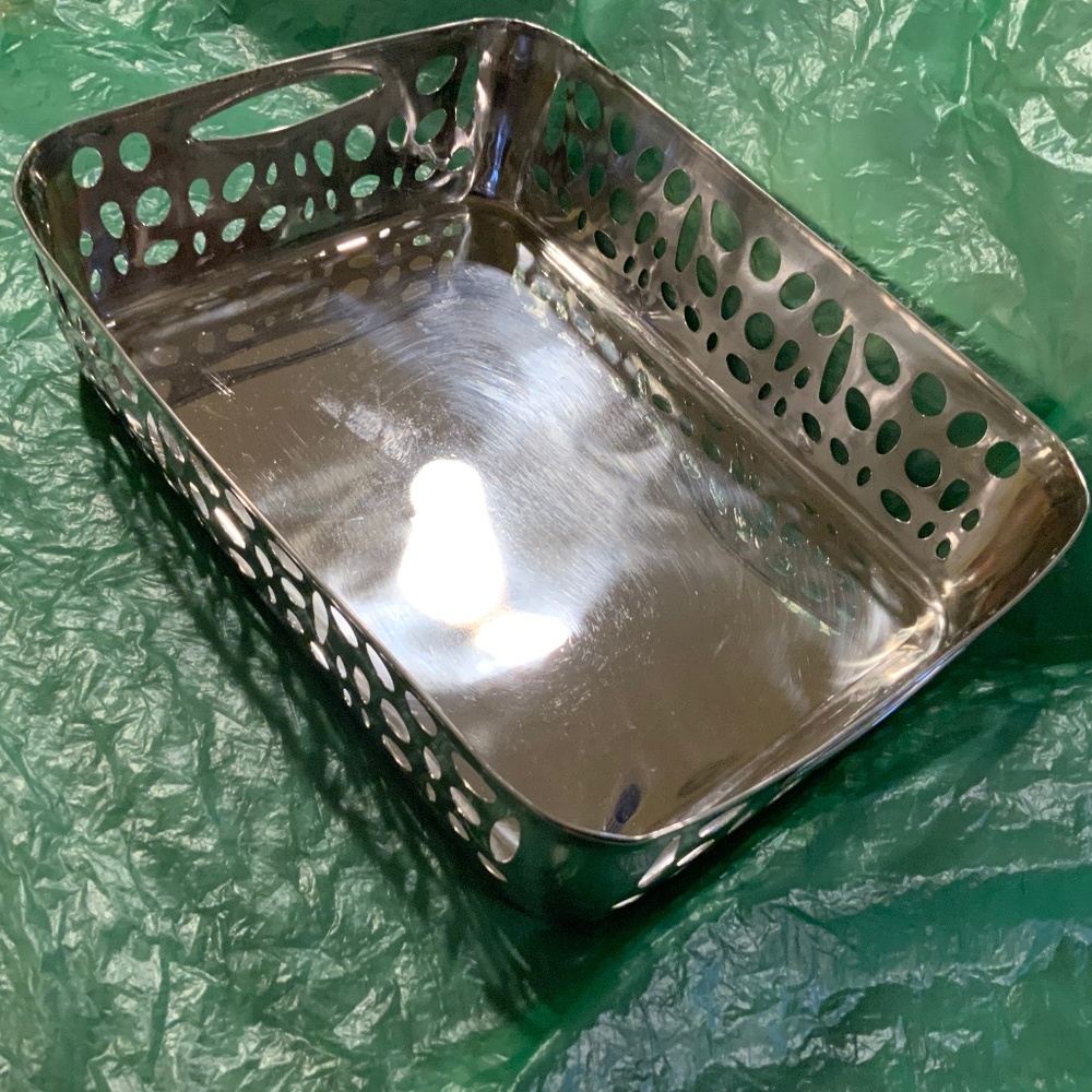 Delta Airlines First Class Stainless Steel Cut-Out Serving Basket Tray No.044207